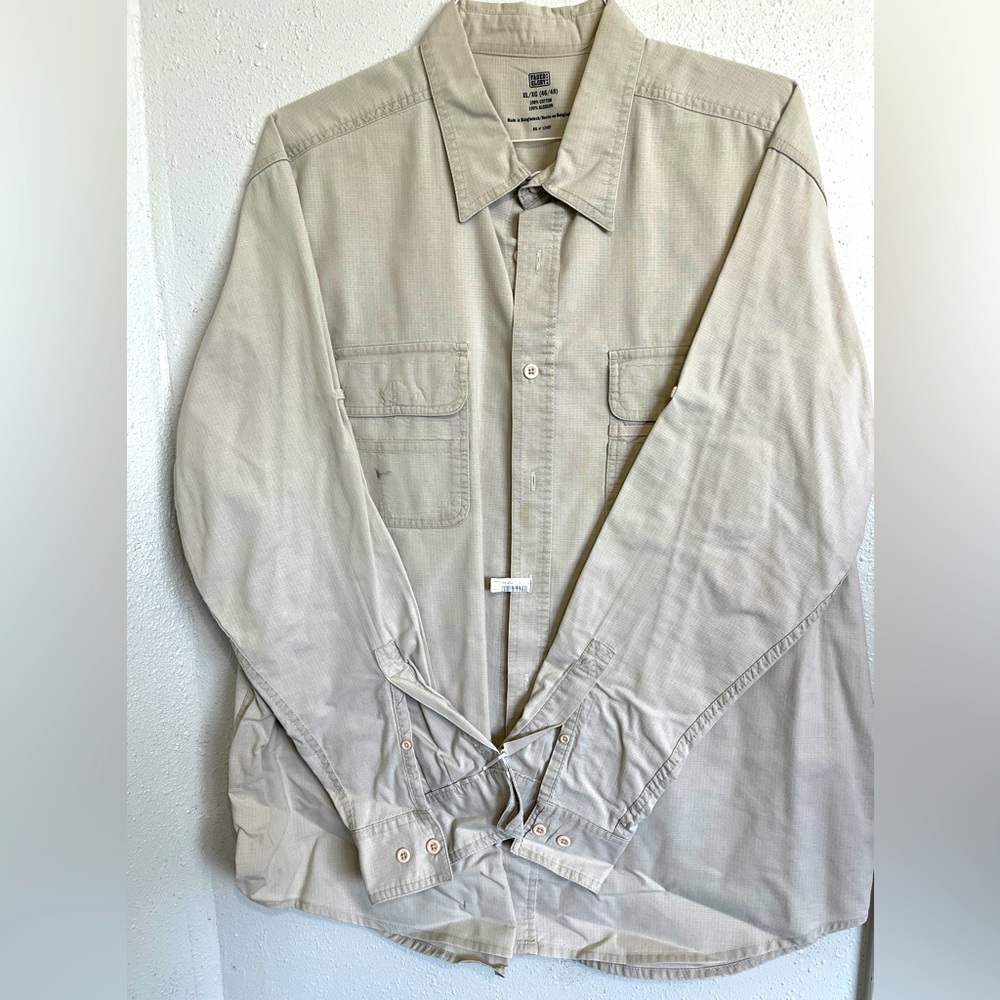 Men's Faded Glory 100% Cotton Button Down Long Sleeve Shirt Size XL Gray